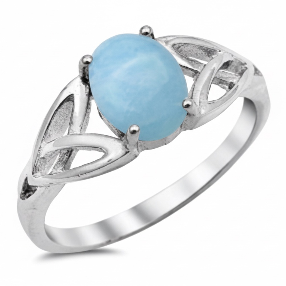 Womens Sterling Silver‎ Larimar Oval Shape Ring Size 7